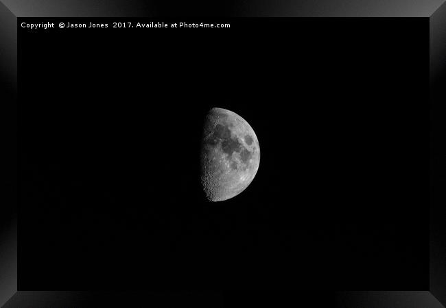 First Quarter Phase of the Moon Framed Print by Jason Jones