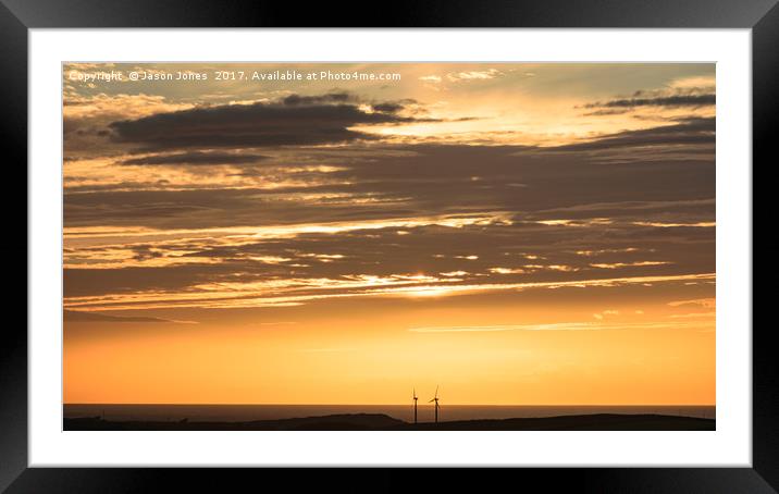Isle of Anglesey Windmill Sunset over Irish Sea Framed Mounted Print by Jason Jones