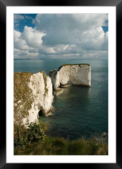 Old Harry Framed Mounted Print by Simon J Beer