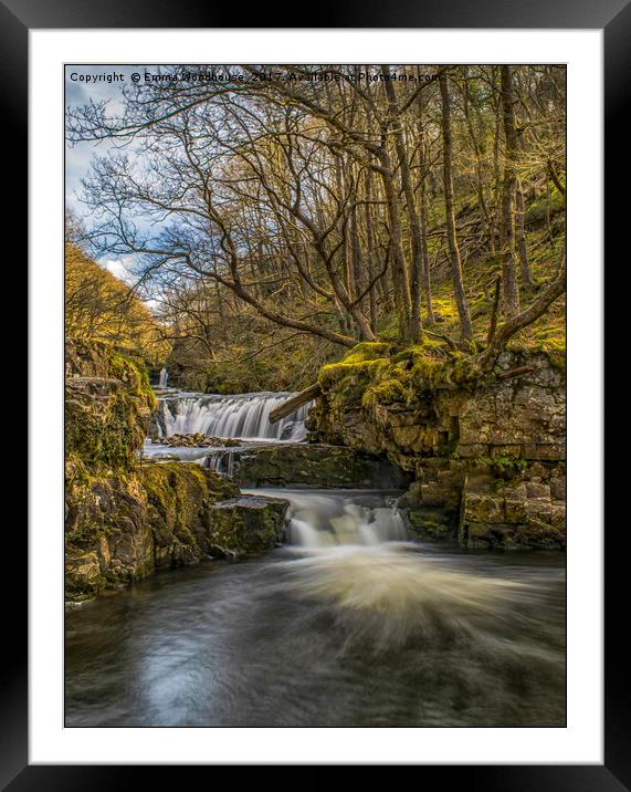 Cascading waterfalls Framed Mounted Print by Emma Woodhouse