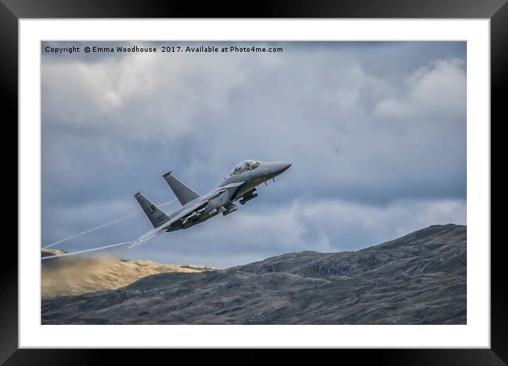 F-15 LOW LEVEL MACH LOOP Framed Mounted Print by Emma Woodhouse