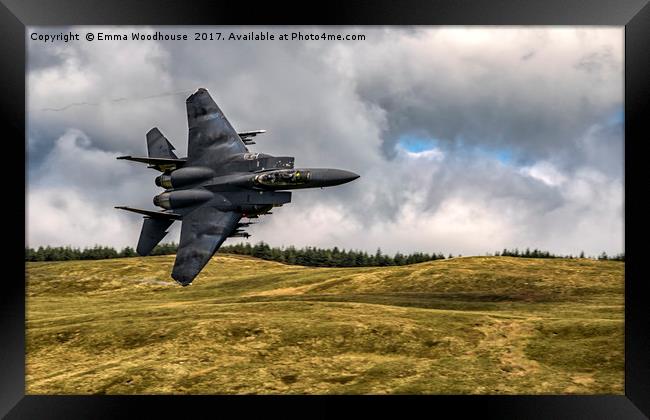 Strike Eagle F-15 through the Mach Loop Framed Print by Emma Woodhouse