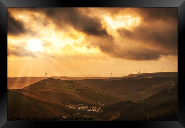 Sunset over Abergwnfi Framed Print by Emma Woodhouse