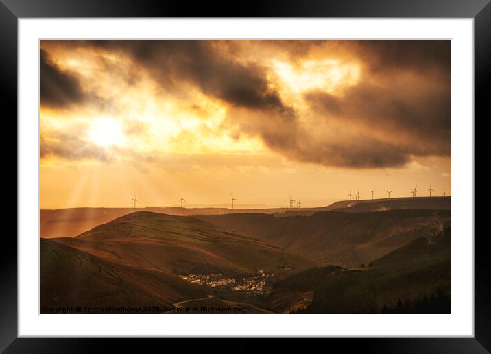 Sunset over Abergwnfi Framed Mounted Print by Emma Woodhouse