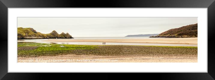 Three Cliffs Bay Framed Mounted Print by Edward Kilmartin