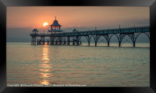 Sunset Clevedon Pier Framed Print by Edward Kilmartin