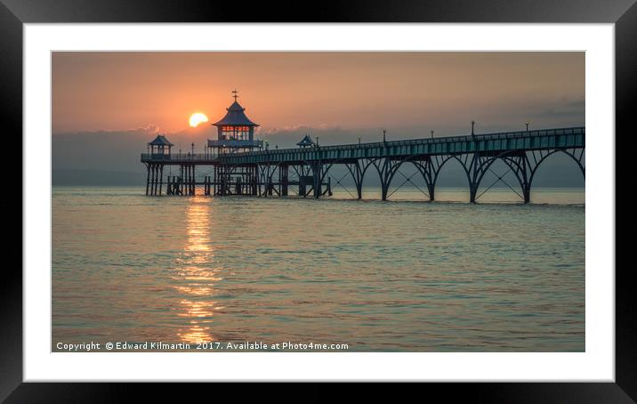 Sunset Clevedon Pier Framed Mounted Print by Edward Kilmartin