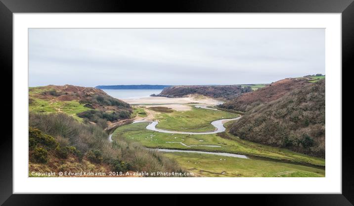 Three Cliffs Bay Framed Mounted Print by Edward Kilmartin