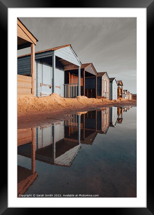Beach Huts Reflected  Framed Mounted Print by Sarah Smith