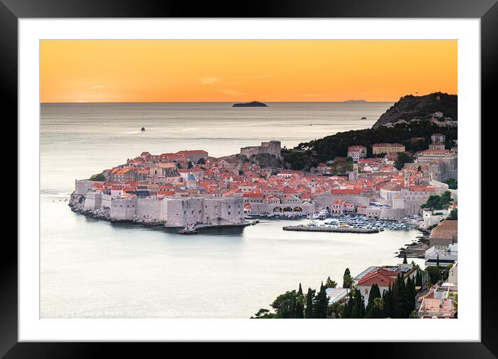 Dubrovnik Old Town Sunset Framed Mounted Print by Sarah Smith