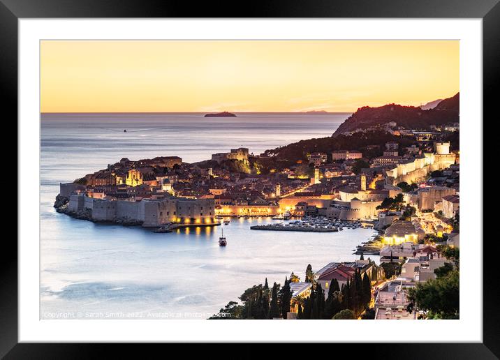 Dubrovnik City Lights Framed Mounted Print by Sarah Smith