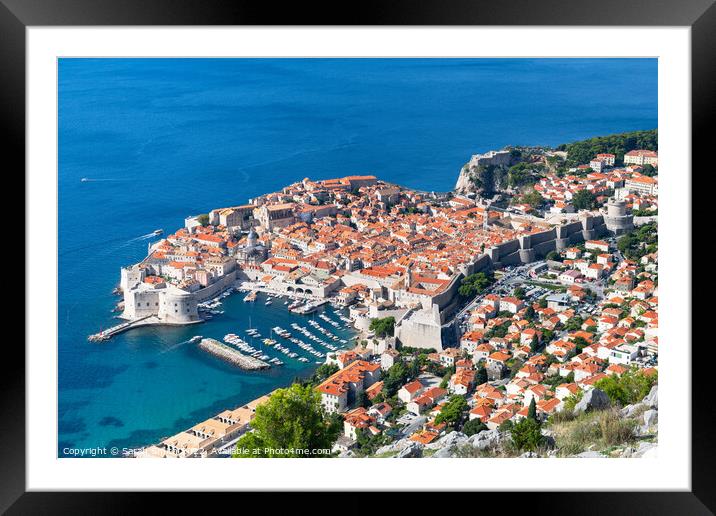 Dubrovnik Walled Old Town Framed Mounted Print by Sarah Smith