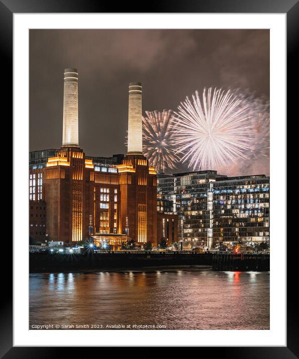 Battersea Fireworks Framed Mounted Print by Sarah Smith