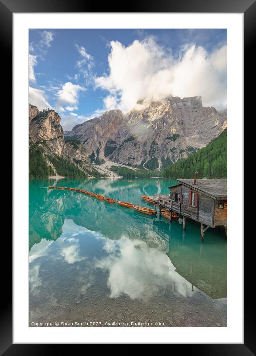 Lago Di Braies Still Morning  Framed Mounted Print by Sarah Smith