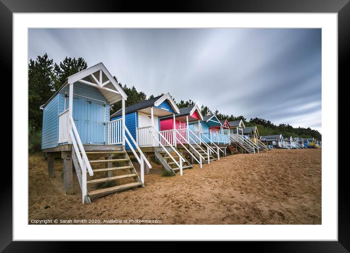 Wells Next The Sea beach huts Framed Mounted Print by Sarah Smith