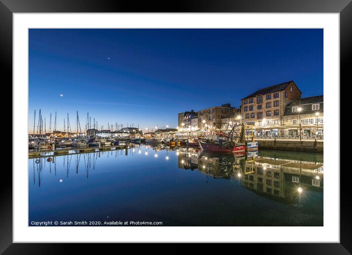 Blue hour at Plymouth Barbican Framed Mounted Print by Sarah Smith
