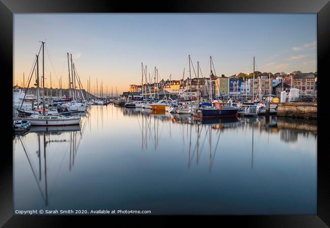 Plymouth Harbour Sunrise Framed Print by Sarah Smith