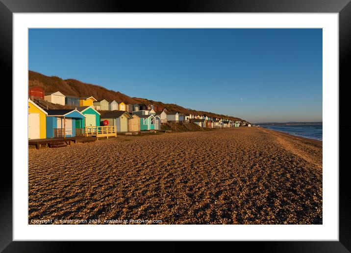 Beach Huts Milford on Sea Framed Mounted Print by Sarah Smith