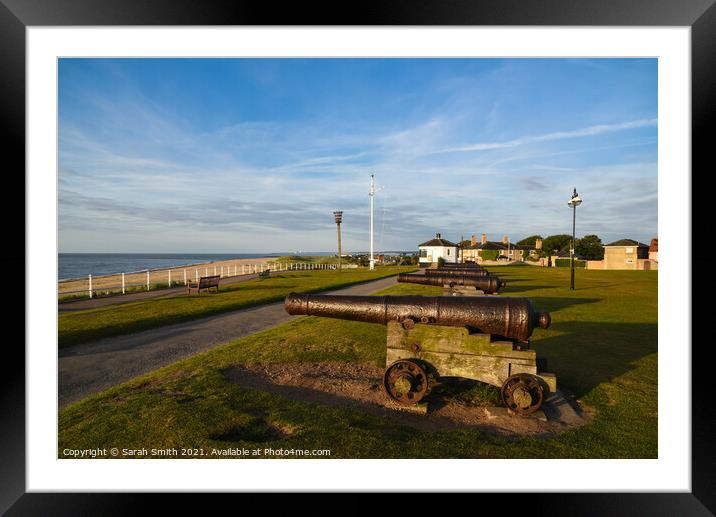 The Row of Cannons at Gun Hill, Southwold Framed Mounted Print by Sarah Smith