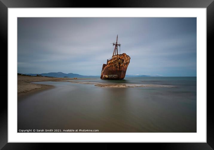 Dimitrios Shipwreck in the Peloponnese  Framed Mounted Print by Sarah Smith
