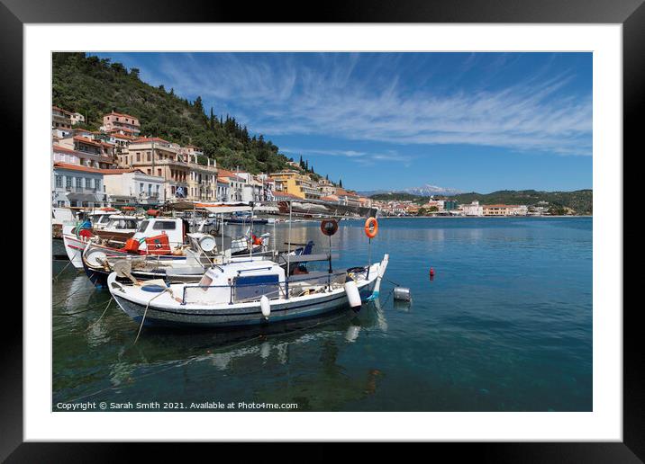 Gythio harbour Framed Mounted Print by Sarah Smith