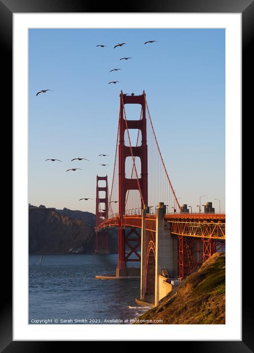 Golden Gate Bridge at Sunset Framed Mounted Print by Sarah Smith
