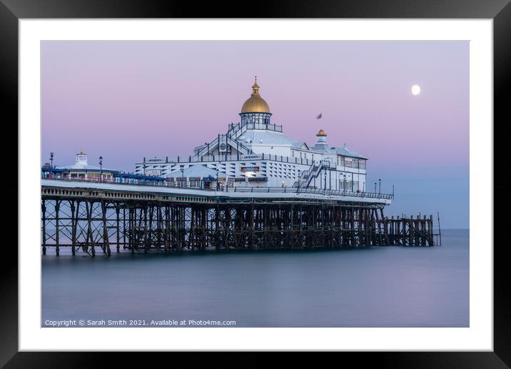 Eastbourne Pier with the Glowing Moon Framed Mounted Print by Sarah Smith