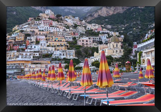 The Beach at Positano Framed Print by Sarah Smith