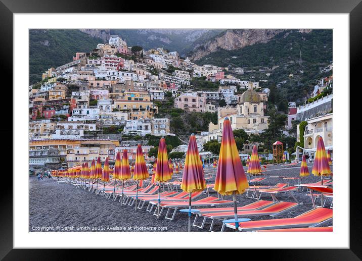 The Beach at Positano Framed Mounted Print by Sarah Smith