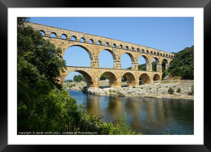 Pont du Gard Aqueduct Framed Mounted Print by Sarah Smith