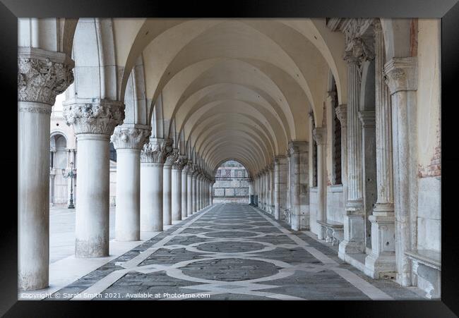 Impressive outside passageway of the Doge's Palace in Venice.  Framed Print by Sarah Smith