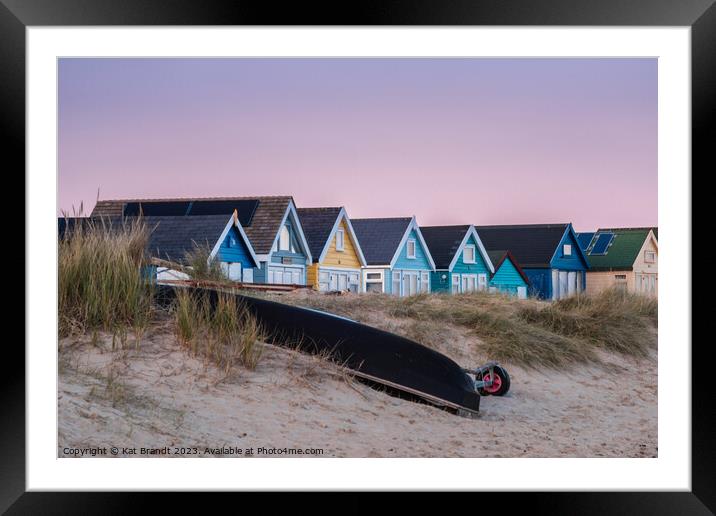 A Colourful Sunset at Hengistbury Head Beach Huts Framed Mounted Print by KB Photo