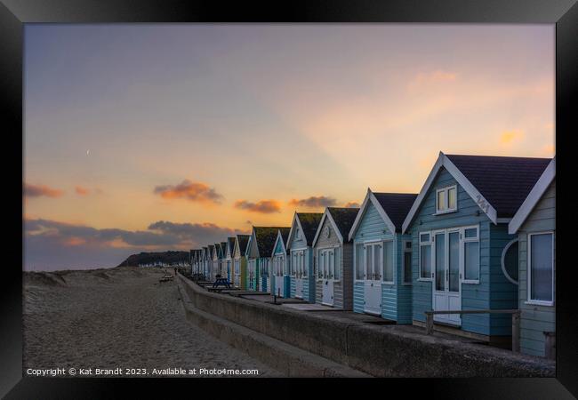 Romantic Beach Huts at Dusk Framed Print by KB Photo