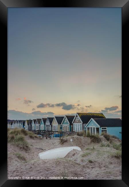 Hengistbury beach huts during sunset Framed Print by KB Photo