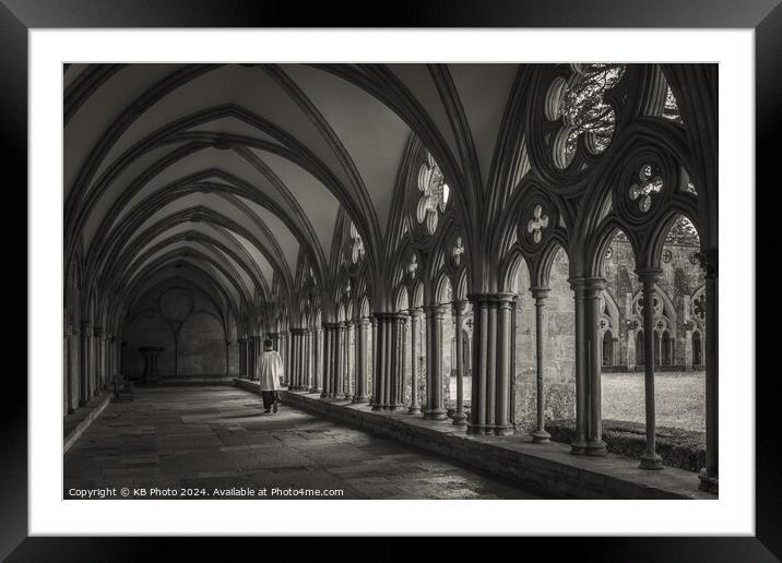 Salisbury Cloisters in Black and White Framed Mounted Print by KB Photo