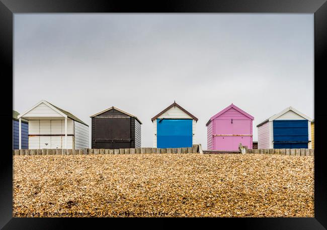 Beach huts along Calshot  Framed Print by KB Photo