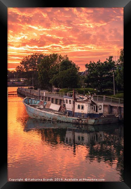 Abandoned boat sunset Framed Print by KB Photo