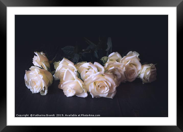 White roses vintage toned Framed Mounted Print by KB Photo
