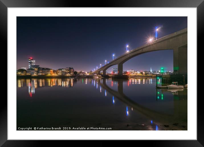 Itchen Bridge at night, Southampton Framed Mounted Print by KB Photo