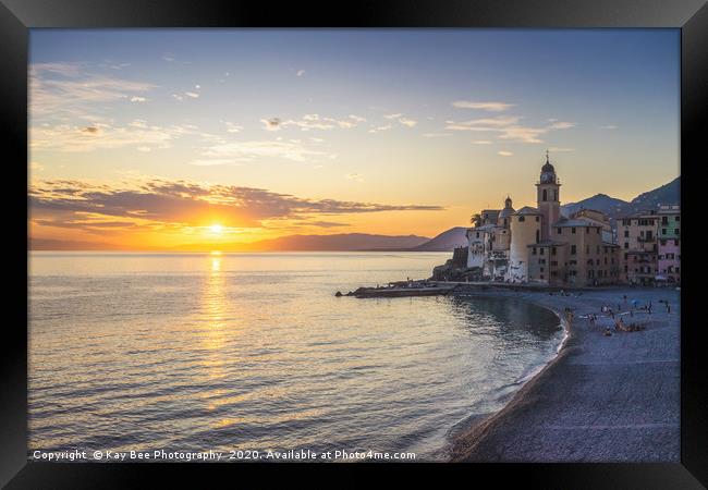 Sunset over Camogli, Italy Framed Print by KB Photo