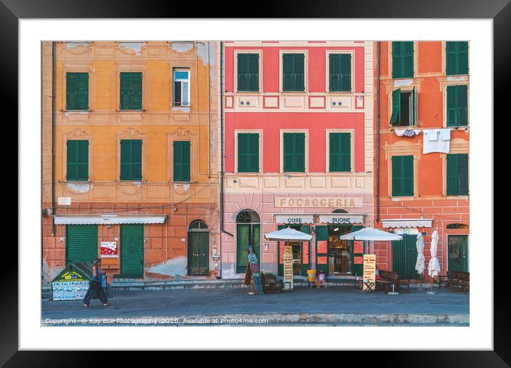 Colourful house facades in Camogli beautiful Italy Framed Mounted Print by KB Photo