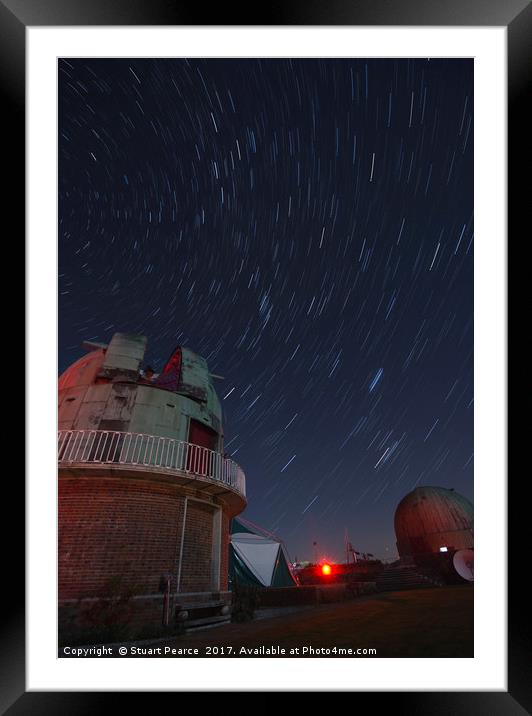 A star trail over Herstmonceux Framed Mounted Print by Stuart Pearce