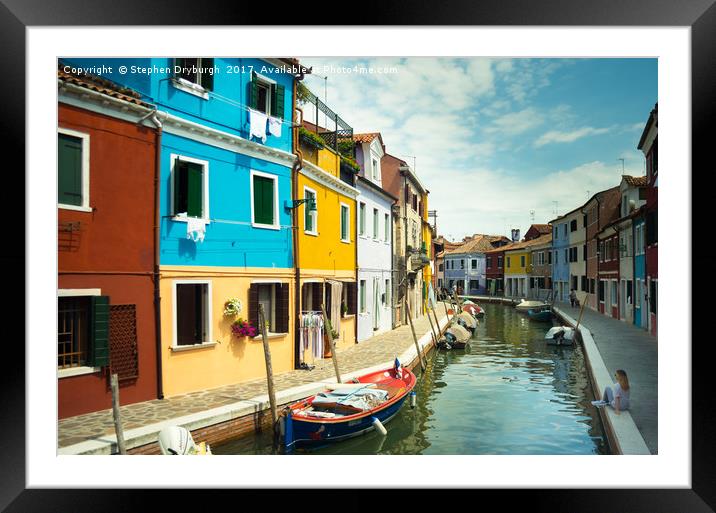 Pastel Shades of Burano, Venice Framed Mounted Print by Stephen Dryburgh
