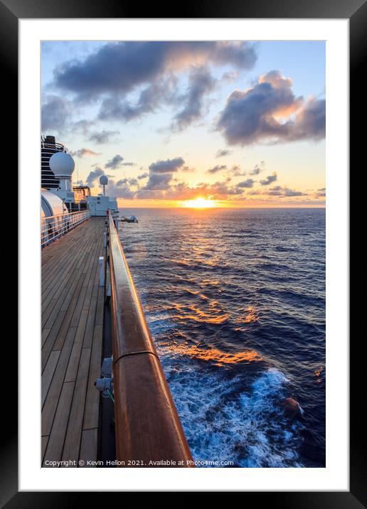 Sunset aboard a cruise ship, South Pacific Framed Mounted Print by Kevin Hellon