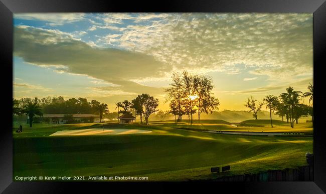 Sunrise over the golf course Framed Print by Kevin Hellon