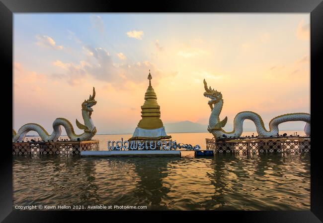 Sunset over Phayao lake. Framed Print by Kevin Hellon