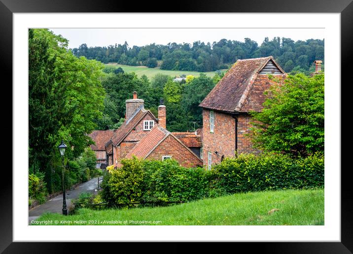 Village street in West Wycombe Framed Mounted Print by Kevin Hellon