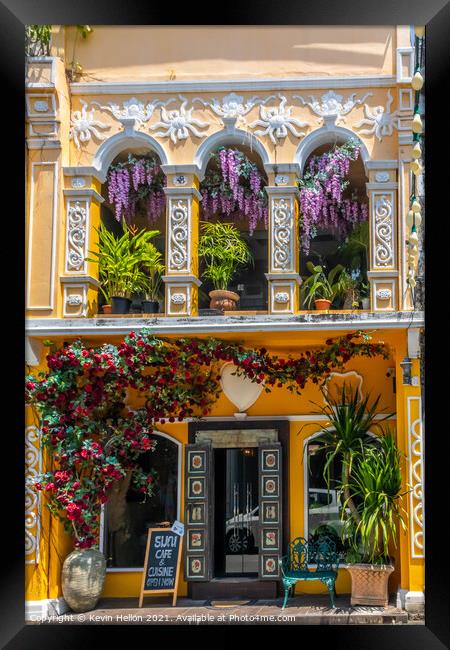 Cafe in Sino Potuguese architecture shophouse Framed Print by Kevin Hellon