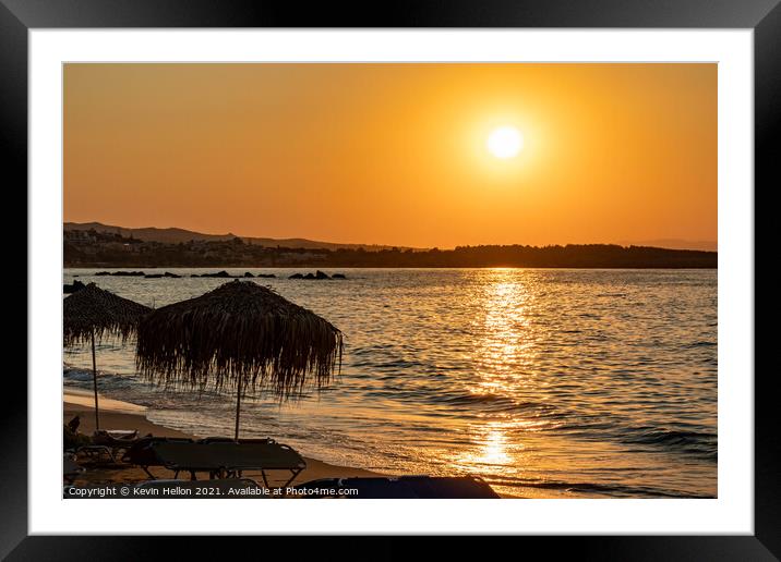 Sunset, Chania Beach Framed Mounted Print by Kevin Hellon