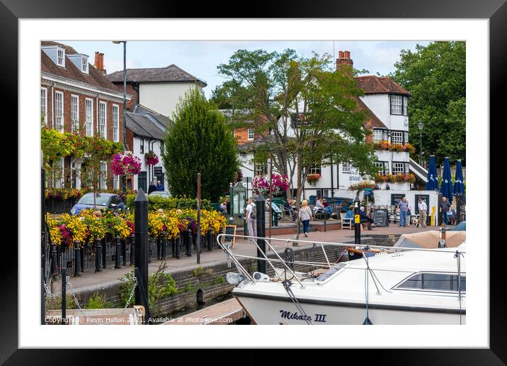 The Thames river bank in Henley on Thames, Framed Mounted Print by Kevin Hellon